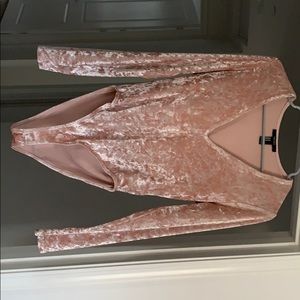 Light pink velvet body suit